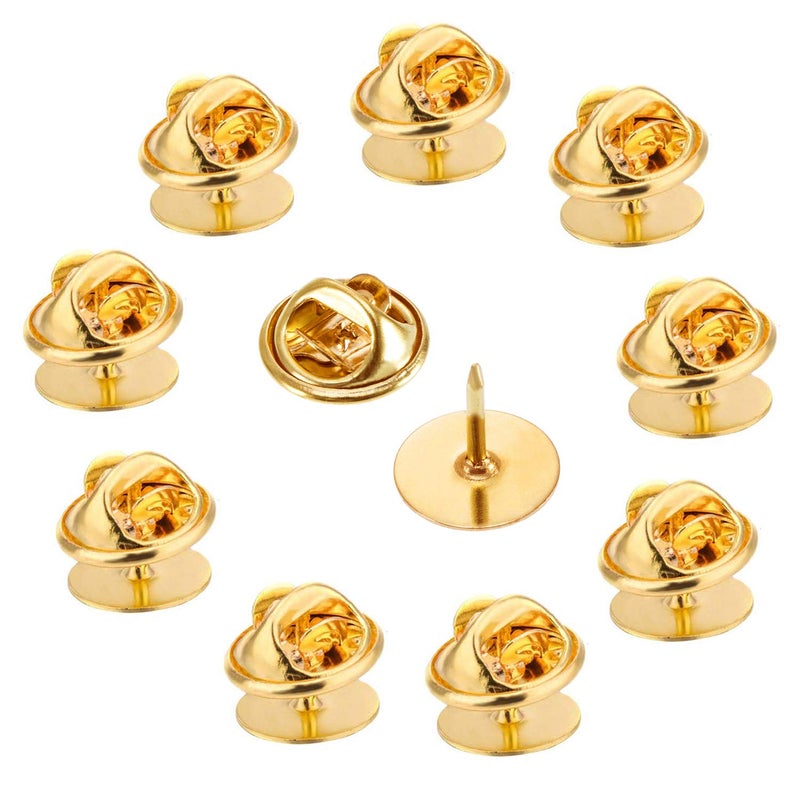 CBTONE 100 Pack Butterfly Clutch with 10MM Blank Pins  CBTONE Gold Tie Tacks Blank Pins with Clutch Back for Craft Making  Badge Insignia  Citation Bars  Service Bars  Toy Pins and Jewelry Making - Image 1